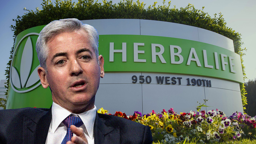 picture of bill ackman in front of herbalife building