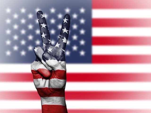 picture of usa flag and peace sign