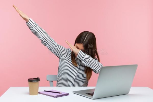 picture of happy woman at her computer