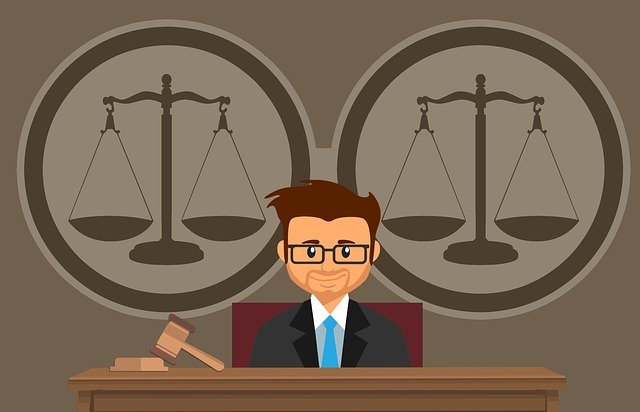 cartoon of judge weighing options