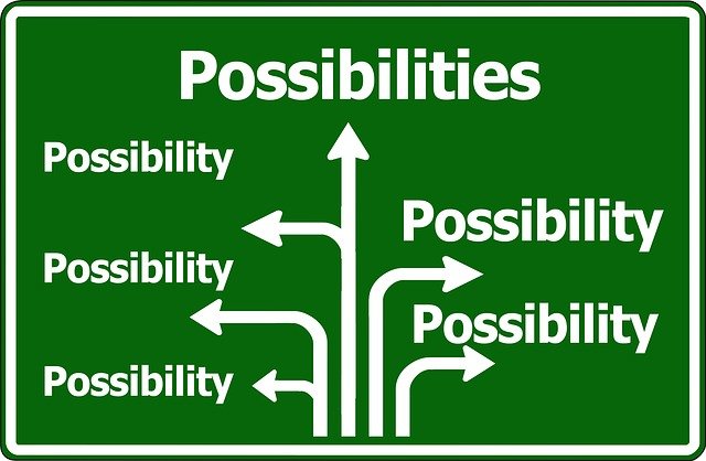 sign illustrating multiple possibilities 