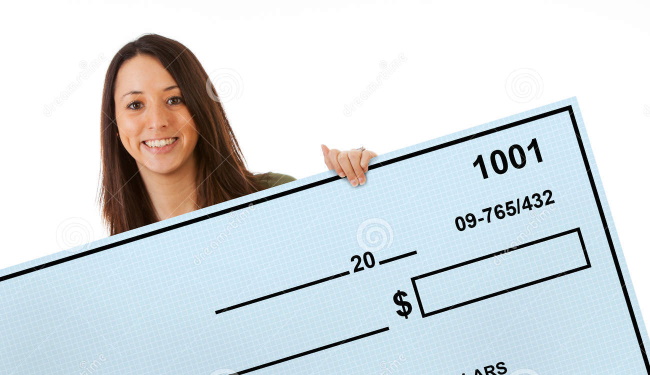 picture of lady with giant check