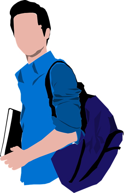 cartoon of faceless student with backpack