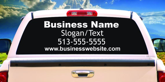 picture of business decal on rear truck window