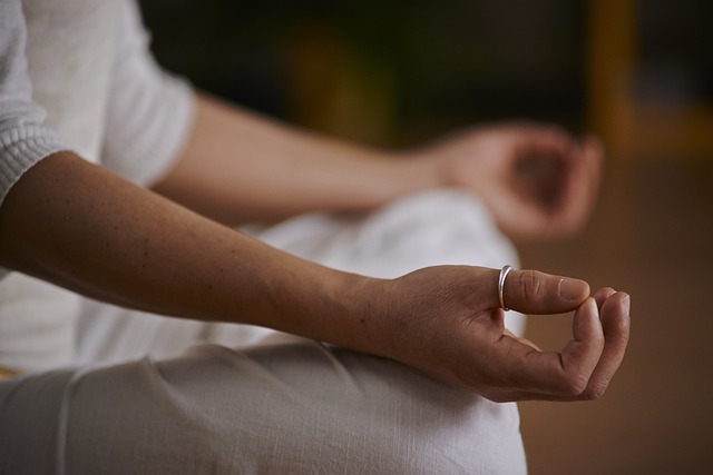 picture of person's hands meditating