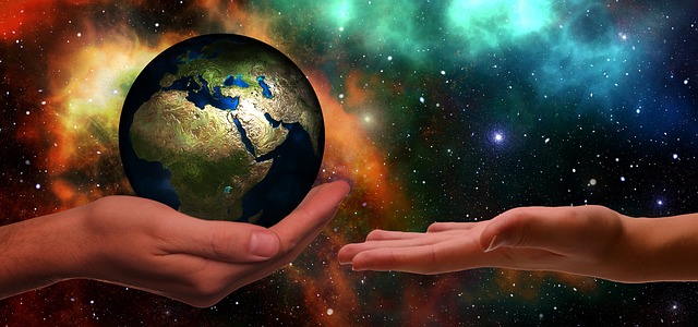 illustration of the globe in human hands