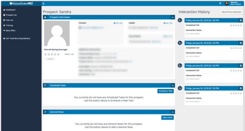 screenshot of mlsp customer relationship manager